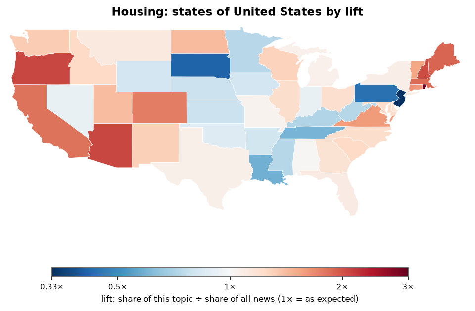 Housing: United States: coverage by state against US located news